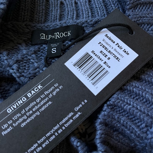 Alp N Rock Selena Fair Isle Sweater Chunky Heather Blue Oversize S NWT - Picture 3 of 5